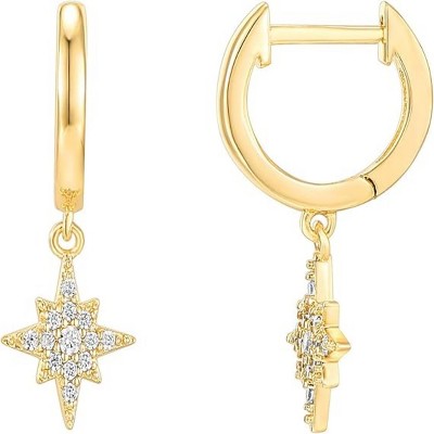 14K Gold Plated S925 Sterling Silver Post Lightweight Drop/Dangle Huggie Earrings for Women