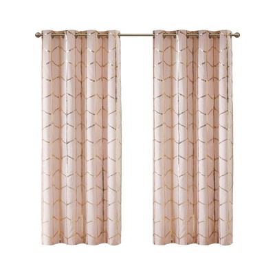 Raina Total Blackout Metallic Print Grommet Top Curtain Panel