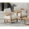 Outdoor Patio Wooden Club Arm Chair,Garden Backyard Tub Shape Fabric Upholstered Dining Armchair,Modern Curved Back Arm Chair-Coolbibila - 3 of 4