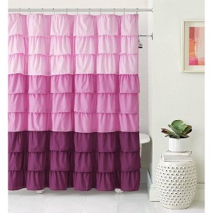 GoodGram Montauk Accents Home Gypsy Ombre Ruffled Fabric Shower Curtain - Standard Length - 1 of 3