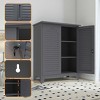 AENKYO 73" Tall Metal Tool Storage Cabinet with 6 Shelves & Pegboard, Wall Mount Design - Slate Gray Utility Cabinet for Garage & Warehouse - 2 of 4