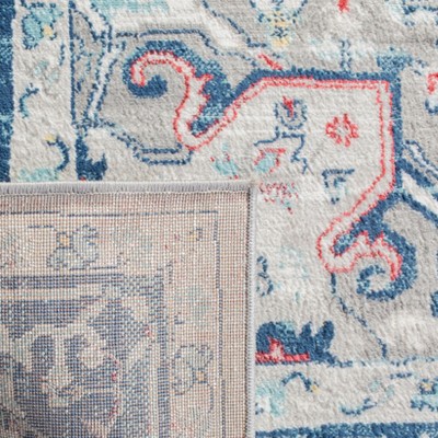 Blue and White Braided Synthetic Runner Rug