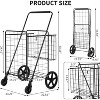 Large Folding Shopping Cart with Wheels, Double-Basket Collapsible Grocery/Utility Cart with Locking Latch for Laundry, Luggage & Camping - 2 of 4