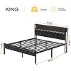 Hausource Upholstered Bed Frame with Storage Headboard & Charging Station Platform Bed - 2 of 4