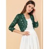 INSPIRE CHIC Women's Elegant 3/4 Sleeve Sheer Floral Lace Open Front Crop Shrug - 2 of 4