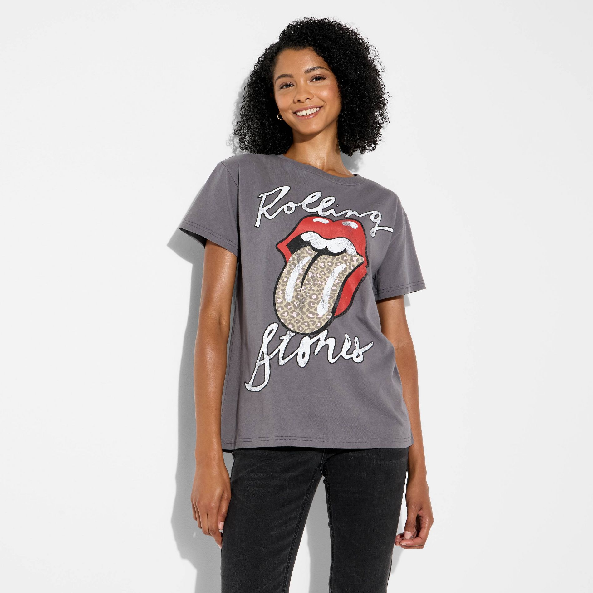 Women's The Rolling Stones Leppard Short Sleeve Graphic T-Shirt - Gray