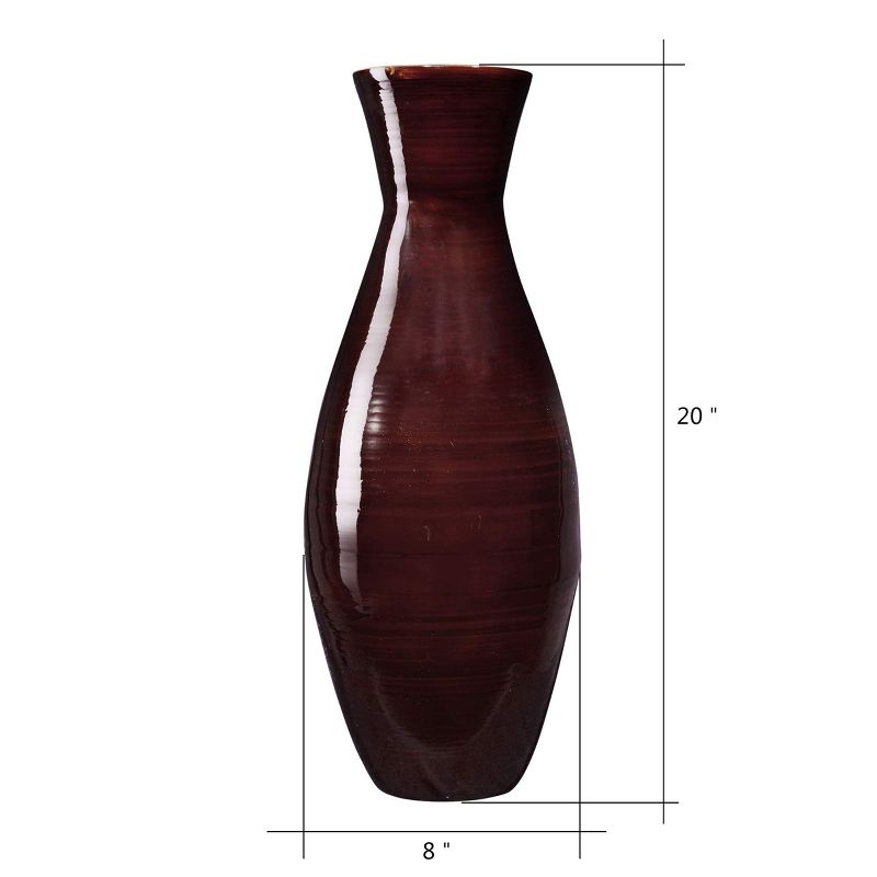 Hasting Home 20" Bamboo Vase, Sustainable Bamboo Decorative Classic Floor Vase, 3 of 8