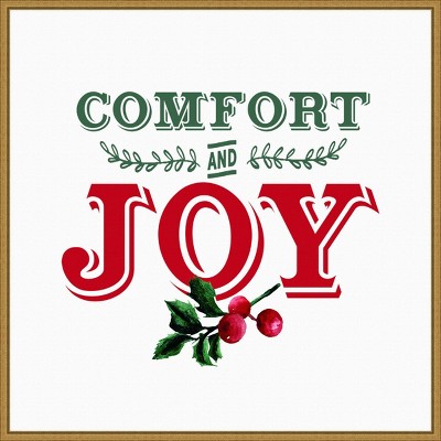 22" x 22" Comfort and Joy Holly Berry Framed Wall Canvas - Amanti Art