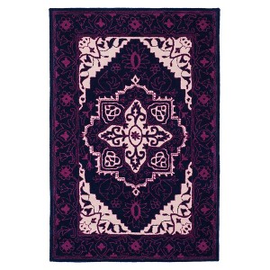Purple/Ivory Floral Tufted Accent Rug 4