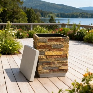 Propane Tank Holder, Outdoor Fire Pit Tank Cover Side Table for 20 lb Gas Cylinder, Durable Metal Propane Tank Hideaway Table for Patio & Garden - 1 of 4