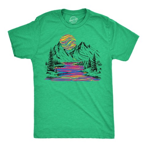 Мужские футболки Crazy Dog T-Shirts, Inc. Mens Funny T Shirts Rainbow River Cool Nature Graphic Tee for Men - Crazy Dog Men's T Shirt For Campers Green M