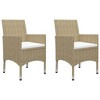vidaXL 3 Piece Bistro Set Poly Rattan and Tempered Glass Beige - 3 of 4