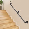 VEVOR Pipe Stair Handrail, 4FT Staircase Handrail, 440LBS Load Capacity Carbon Steel Pipe Handrail, Industrial Handrail with Wall Mount Support, Black - 2 of 4