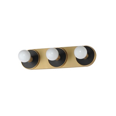 Maxim Lighting Hollywood 3 - Light Vanity in  Black/Natural Aged Brass