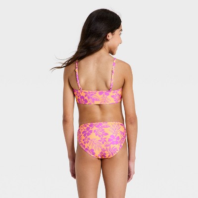 Art Class Girls' Hibiscus Ruched Bikini Set - art class™ Orange/Purple L — фото 2