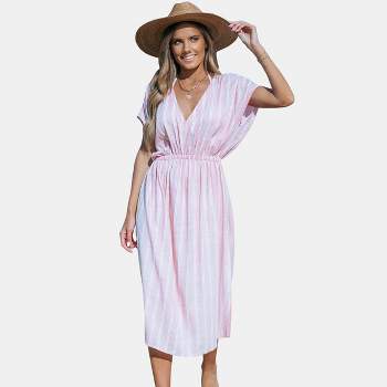 Women's Striped Midi Cover-Up Dress - Cupshe