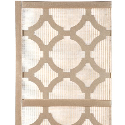 Gold Shoji-Inspired 4-Panel Folding Room Divider with Rice Paper Inlay