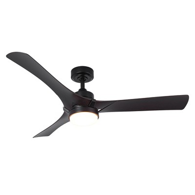 Parrot Uncle 52" Black Modern LED Ceiling Fan with Remote and Light