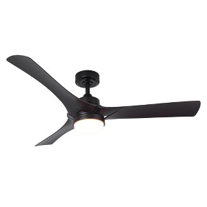 Parrot Uncle 52" Black Modern LED Ceiling Fan with Remote and Light - 1 of 4