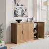 36"x62"x16" Wood Accent Cabinet in Natural Color, Storage Organizer with Adjustable Shelves for Kitchen Bedroom Entryway Living Room Dinning Room - 2 of 4