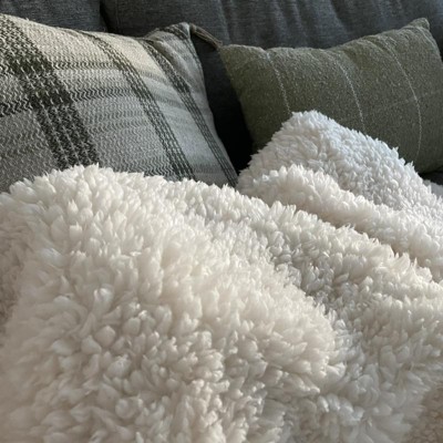 Long Faux Fur Throw Blanket Off white Threshold Target