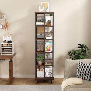 GDFStudio Jelor 66.14"H Modern 5-Tier 360° Rotating Narrow Bookshelf - 1 of 4