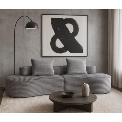 SKRAN Corduroy Compressed Sofa, Modern Loveseat Sofa, With Pillows Plush High-Density Foam Cushions, No Assembly Required, For Living Room