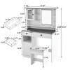 Resenkos Farmhouse Makeup Vanity Desk with Mirror and Lights,Dressing Table Set,White - 3 of 4
