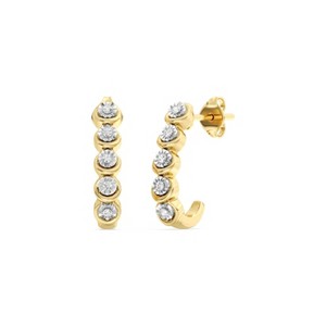 GILDED 14K Gold Plated Sterling Silver Hoop Earrings with Lab Grown Diamonds, Hinged Diamond Hoops for Women – Elegant Gold Hoops Jewelry - 1 of 4