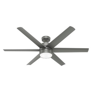 60" Solaria Damp Rated Ceiling Fan with Wall Control & LED Light - Hunter Fan - 1 of 4