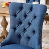 Gulches Collection 2-Pcs Dining Chairs, Blue Linen Upholstery, Tufted Design, Solid Wood Frame, Nailhead Trim for Dining Room - 4 of 4