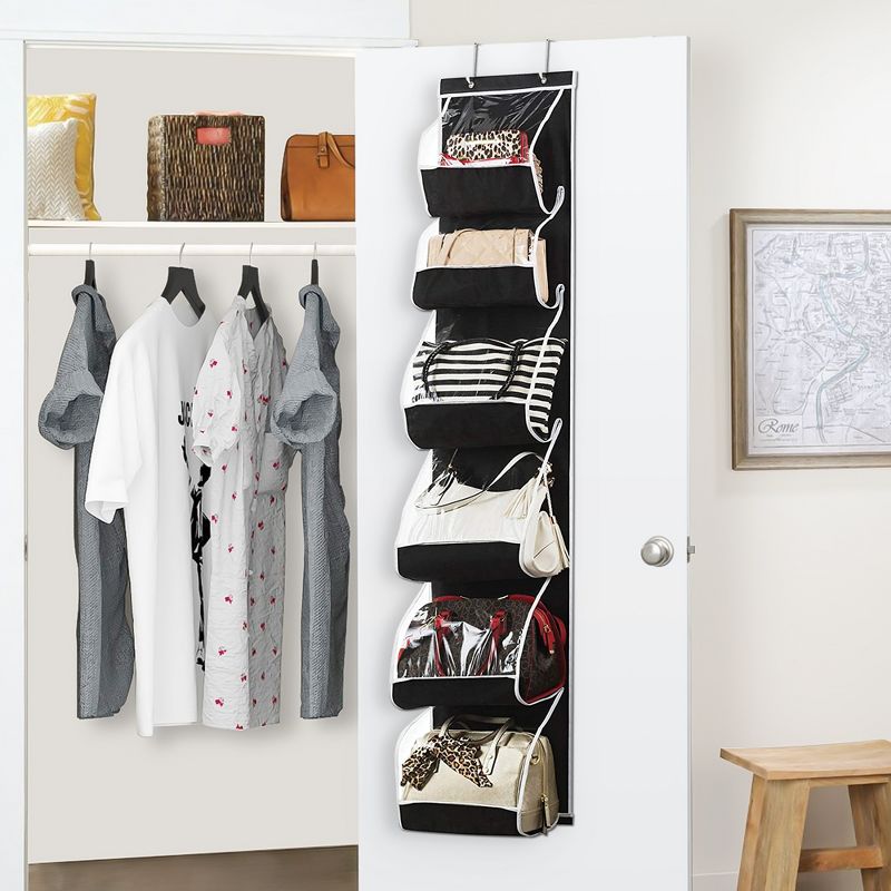 OSTO Over-The-Door Hanging Purse Organizer with 6 Pockets; Closet Handbag Holder and Organizer 64 Inch, 2 of 5