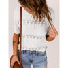 Women's Top Crochet Short Sleeve Knit Sweater Hollow Out T-Shirt Top - 3 of 4