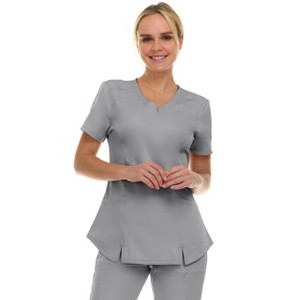 Medichic Scrubs Women's V-Neck Notch Fashion Stretch Scrub Top with Two Pockets, Flex Easy Care Fabric - 1 of 4