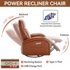GDFStudio Darren Modern Genuine Leather Upholstered Swivel Rocker Chair with Charge Port and Recliner Button, Brown - 4 of 4