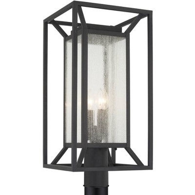 Minka Lavery Modern Outdoor Post Light Fixture Sand Coal 22 3/4" Clear Seeded Glass for Exterior Barn Deck House Porch Yard Patio
