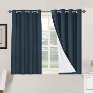 H.Versailtex Linen 100% Blackout Curtains Thermal Insulated Linen Drapes, Grommet White Liner Sold of 2 Panels - 1 of 4