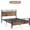 Bed Frame with Headboard, Platform Bed Frame with Heavy Duty Metal Slat Support, Noise Free Design, Easy to Assemble, Brown - 2 of 3