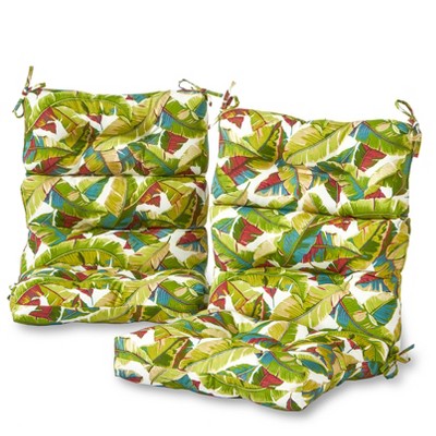 Set of 2 Palm Leaves Multi Outdoor High Back Chair Cushions - Kensington Garden