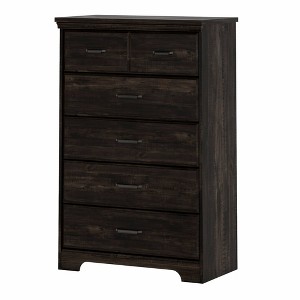 South Shore Myro Pantry Cabinet with Faux Black Stone/White: Water-Resistant Melamine, Metal Handles, Cord Pass-Through - 1 of 4