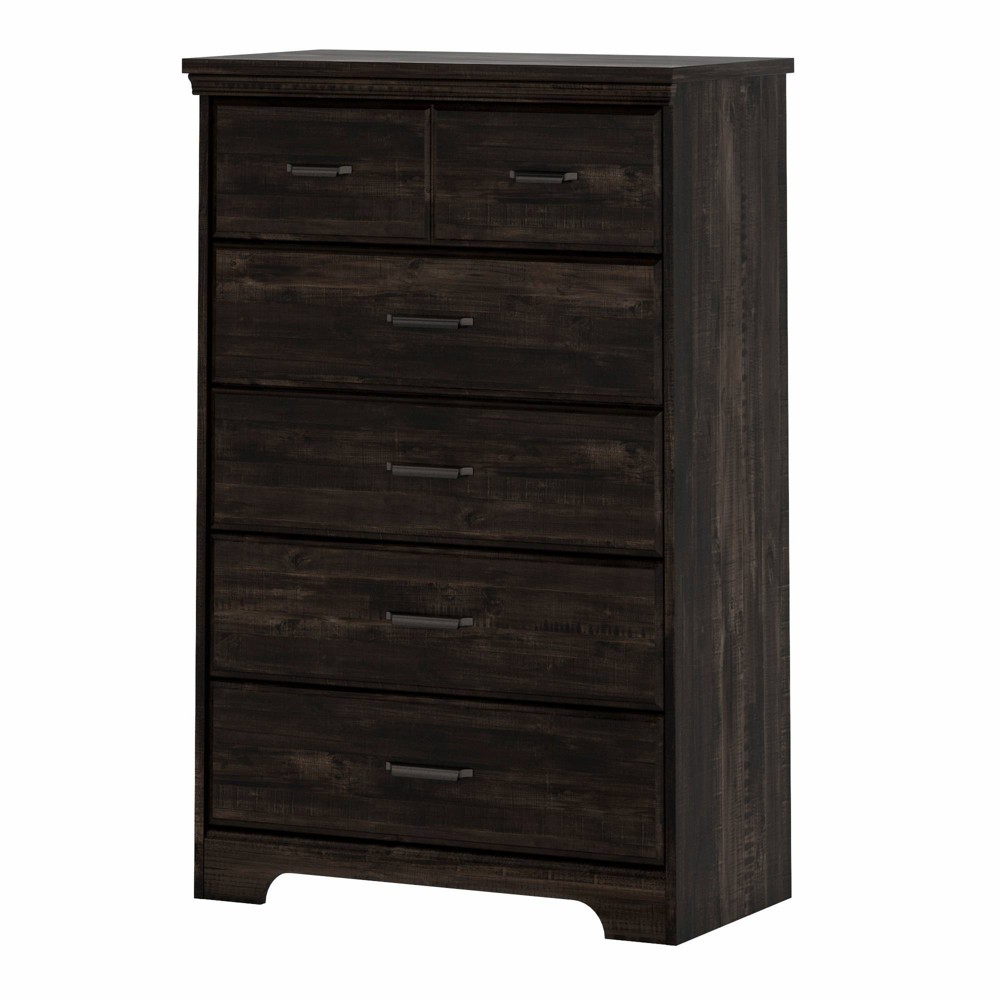 South Shore Myro Pantry Cabinet with Faux Black Stone/White: Water-Resistant Melamine, Metal Handles, Cord Pass-Through