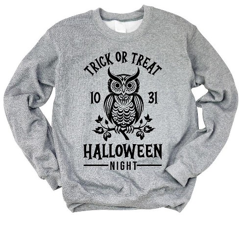 Simply Sage Market Women s Graphic Sweatshirt Trick Or Treat Owl S Graphite