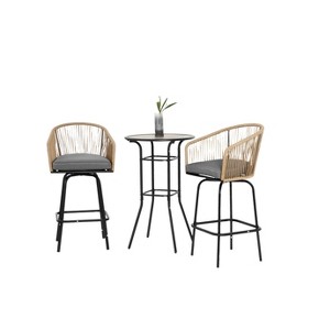 Maliang 3pcs Outdoor Bar Set, Patio Bar Table and Chairs Set, Bar Height Patio Set, Gray - 1 of 4