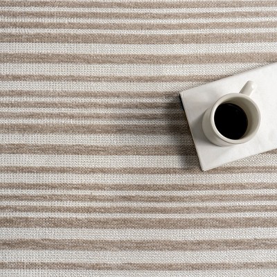 Millicent Beige and White Striped Reversible 4' x 6' Area Rug