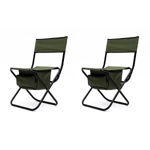 Sevobal Outdoor Portable Chairs 2 piece Gray Folding Chair with Storage Bag for Indoor Outdoor Camping Picnics Fishing, Green, 19.3"*15.35"*30.5" - 1 of 4