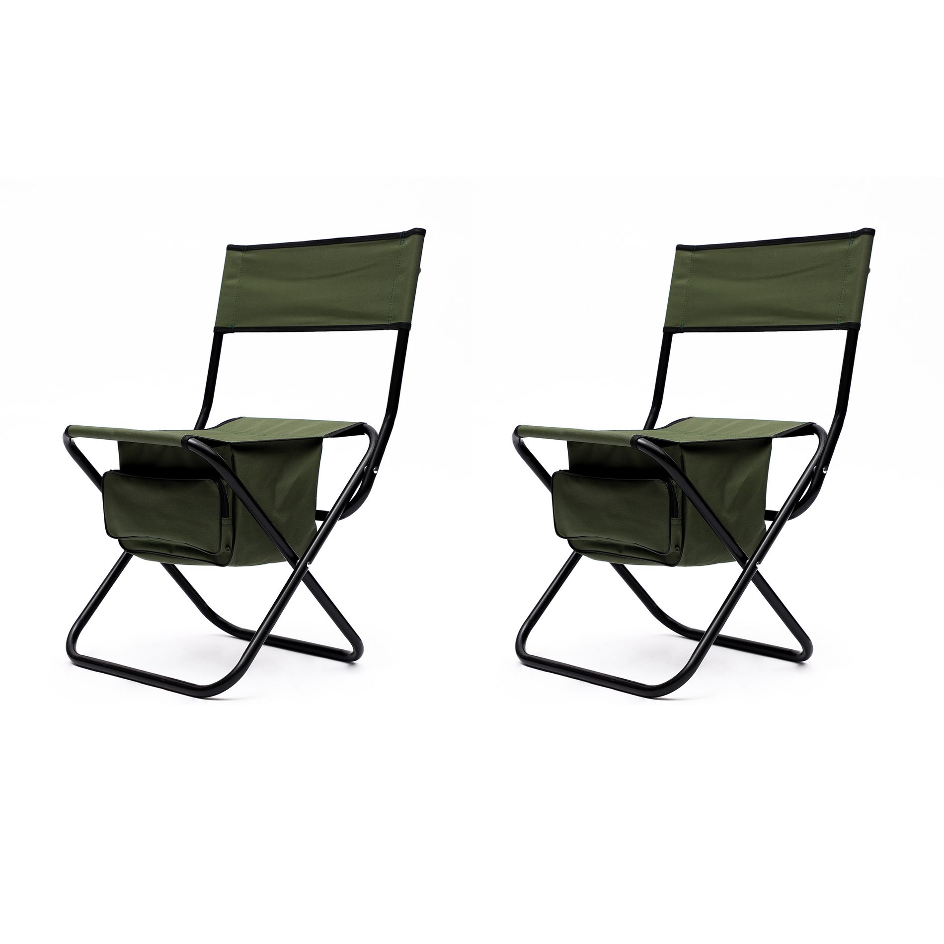 Anybear 2Pcs Folding Outdoor Chair with Storage Bag, Portable Chair for Outdoor Camping, Picnics and Fishing,Green