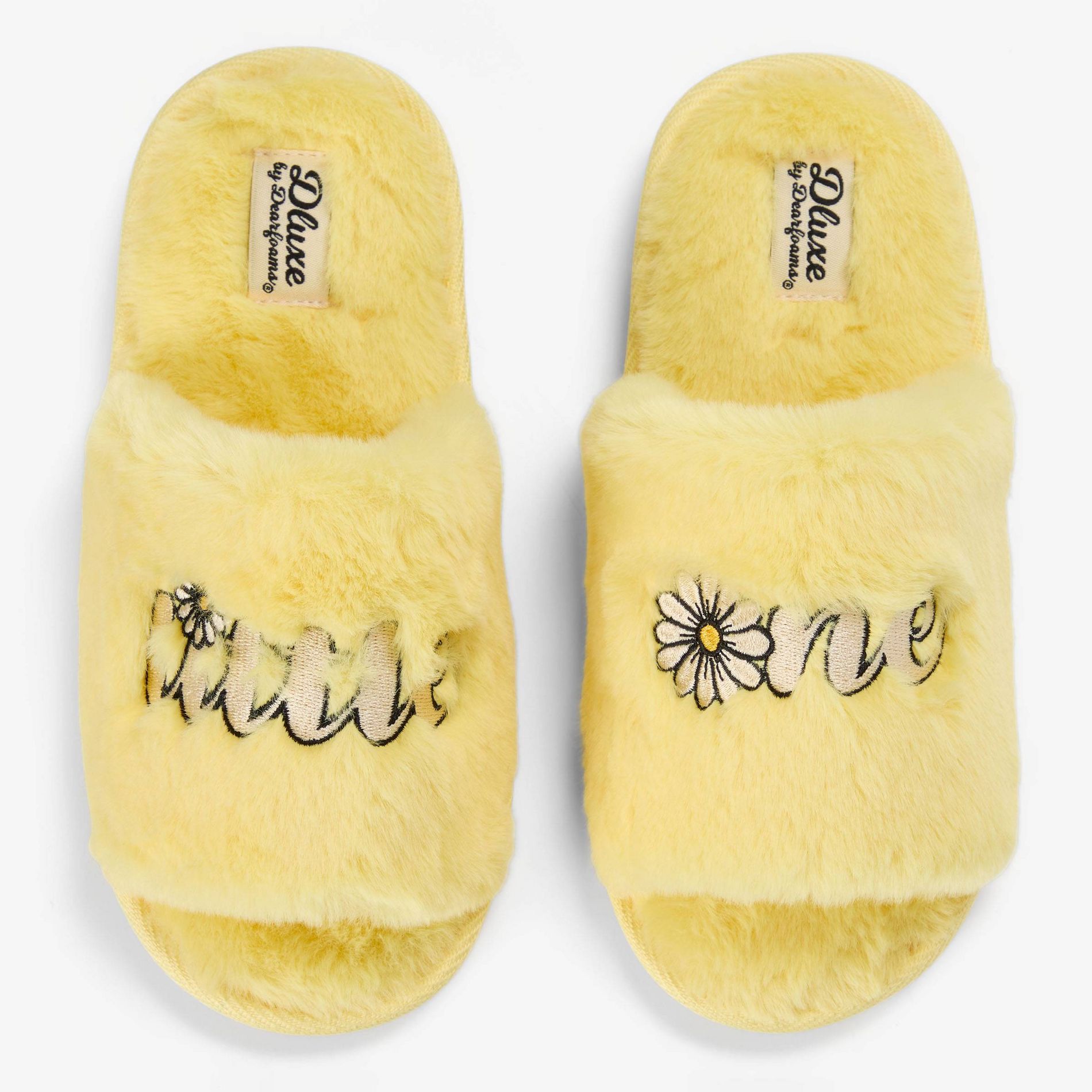 dluxe by Dearfoams Kids' Little One Single Band Slide - Light Yellow