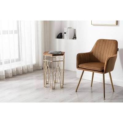 Genevieve Gold & Natural Fir Wood Round Nesting Tables