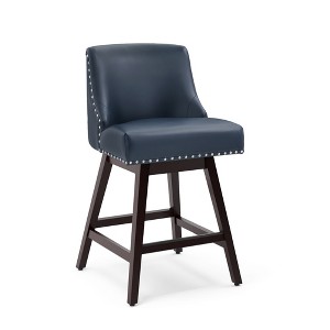 Arceso 26 Inch Bar Stools, 1pc Swivel Counter Stools with Back, Upholstered Barstools, Solid Wood Legs with Footrest - 1 of 4