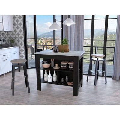 NicBex Mobile Kitchen Island Cart Morden Kitchen Carts with Storage, 3 Shelves and Spacious Top Surface for Kitchen